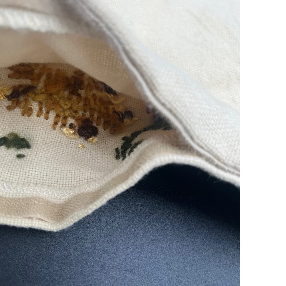 Vintage Cross stitch Lion Rampant‎ Pillow Cover Gold Green Heraldic Crest
